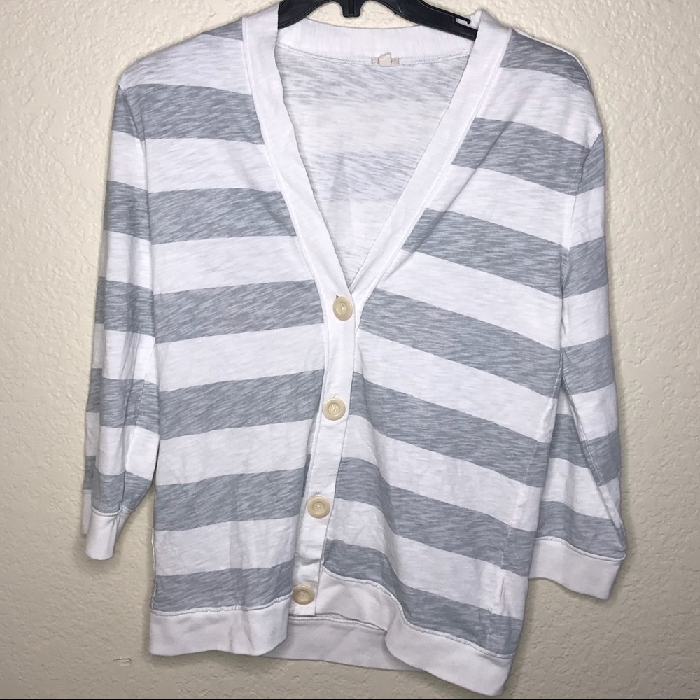 J.crew white and gray cotton medium cardigan